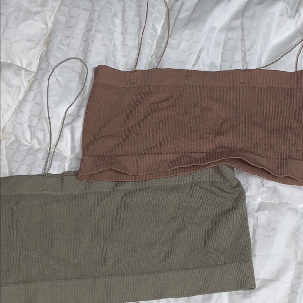 Two cropped bandeau shirts